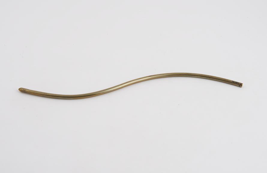 Double curved brass cylindrical catheter, c. 1880