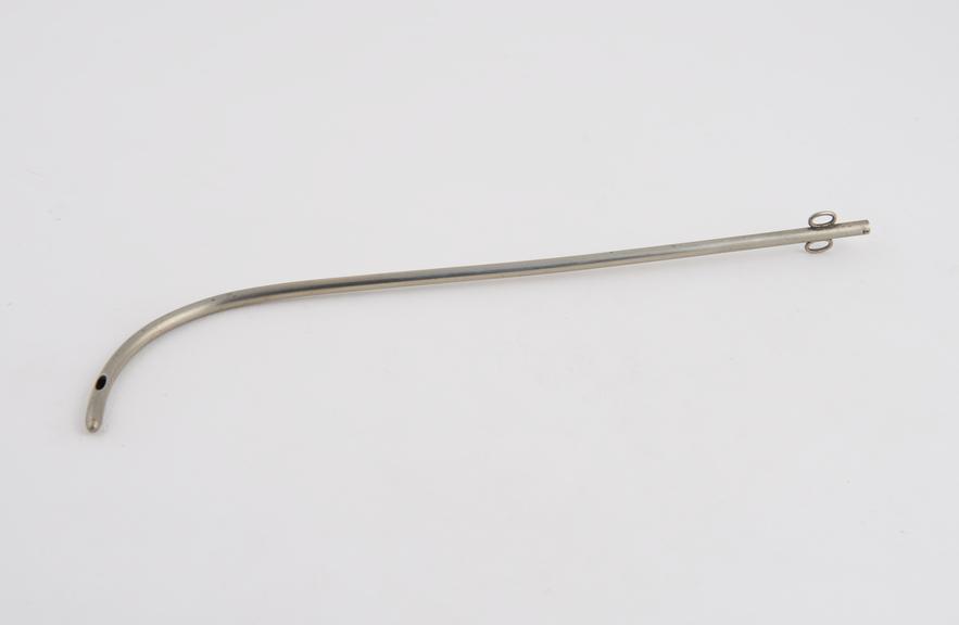 Nickel-plated catheter with proximal curve, gauge 7, c. 1880