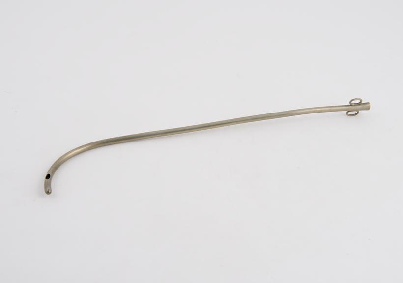 Nickel-plated catheter with proximal curve, c. 1860