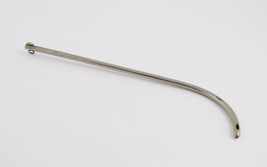 Nickel-plated catheter with proximal curve, gauge 11, c. 1890