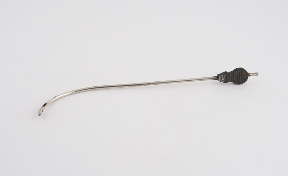 Brodie's silver catheter with proximal curve and chequered