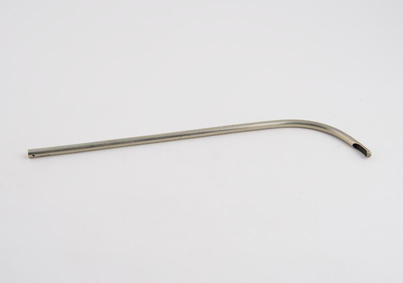 Cylindrical catheter with curved proximal end, steel, c. 1900