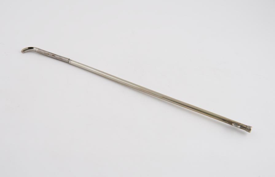 Cylindrical catheter with flexible proximal shank, c. 1890