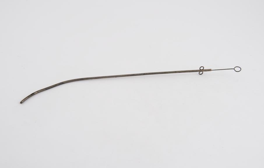 Catheter, steel, silver plated, 19th century, with stilette