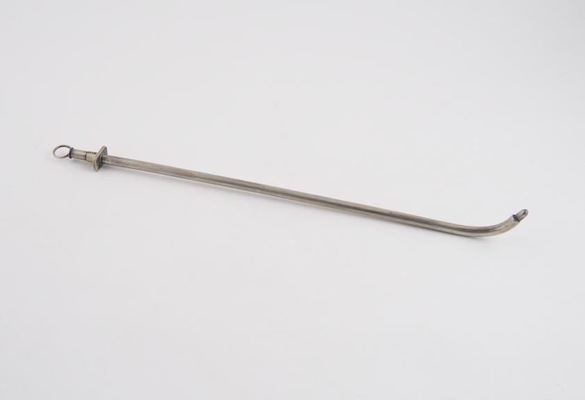 Silver-plated catheter, with gum elastic bougie in situ, c. 1880