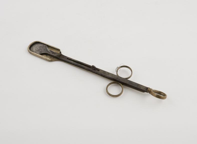Tonsil guillotine, steel, by Mayer and Meltzer of London