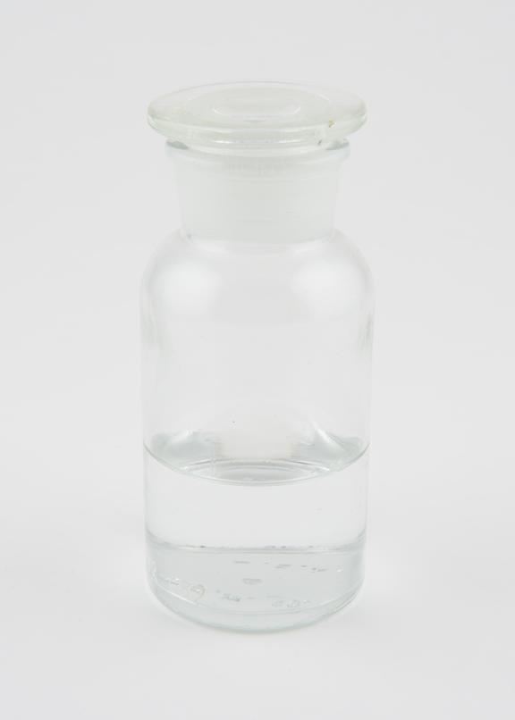 Sample of heavy water in glass stopped bottle