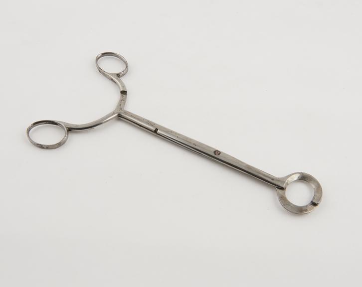 Tonsil scissors, steel, nickel plated, by Young of Edinburgh