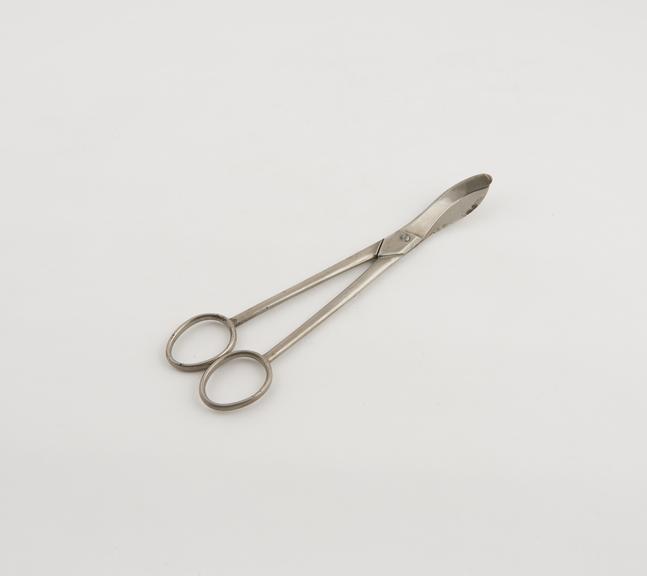 Tonsil scissors, steel, nickel plated, probably British