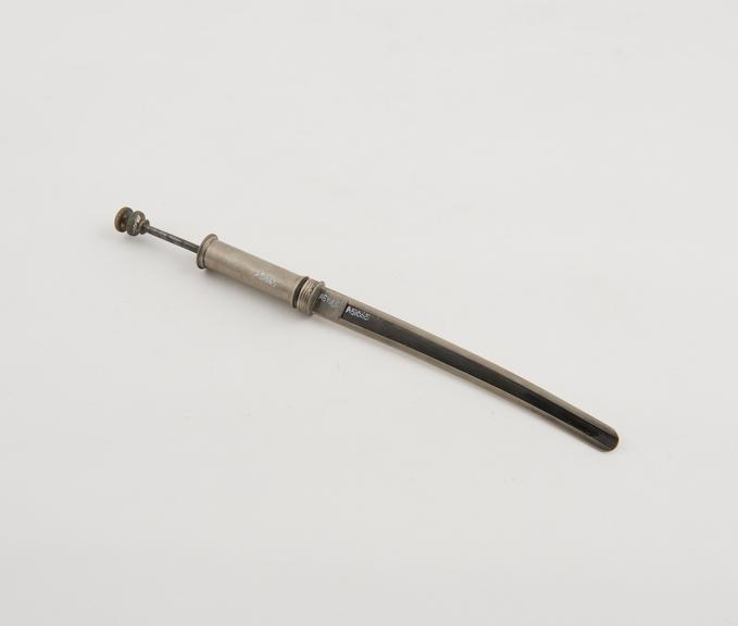 Tonsil lancet, concealed, steel, plated, probably British