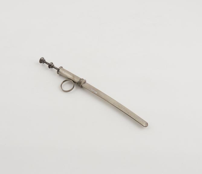 Tonsil lancet, concealed, steel, plated, probably British