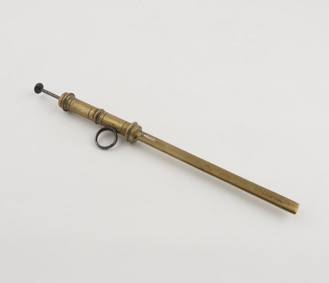 Tonsil lancet, concealed, steel and brass, 19th century