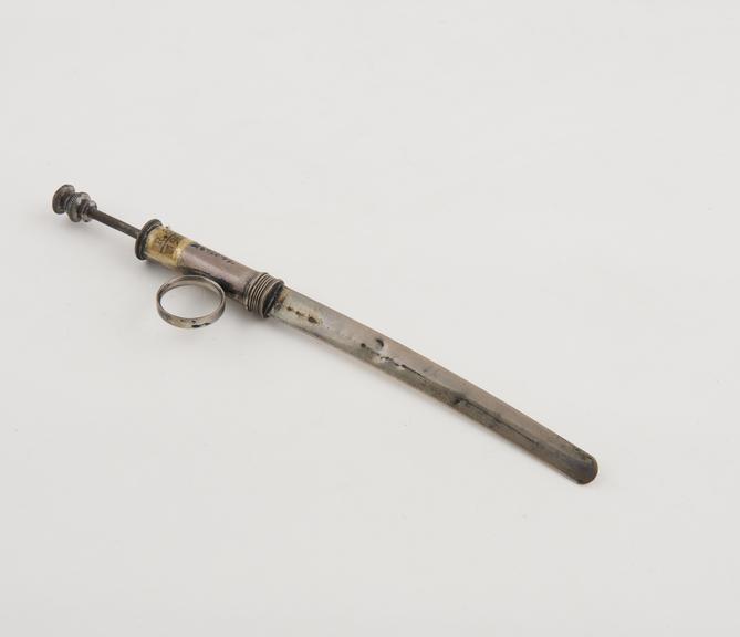 Tonsil lancet, concealed blade, silver, probably British