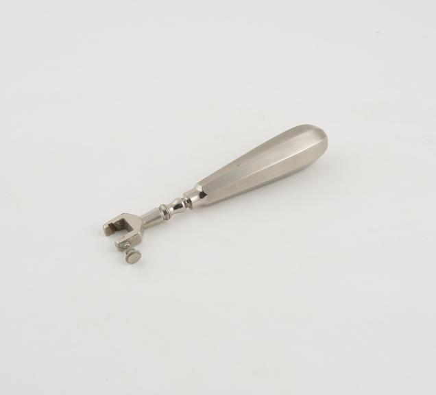 Tonsil guillotine, handle only, chrome plated steel, 1930-1960