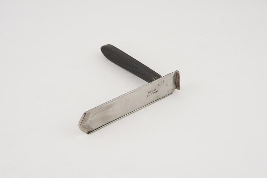 Tonsil guillotine, steel and ebony, by Lindsey of London