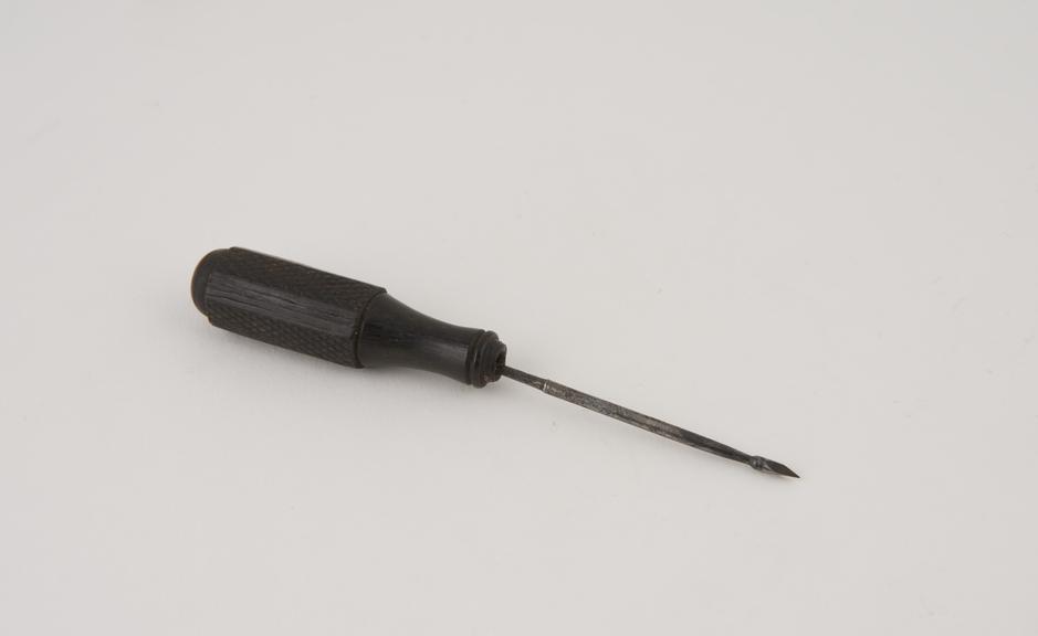 Trocar, steel, with ebony handle, European, 1801-1900