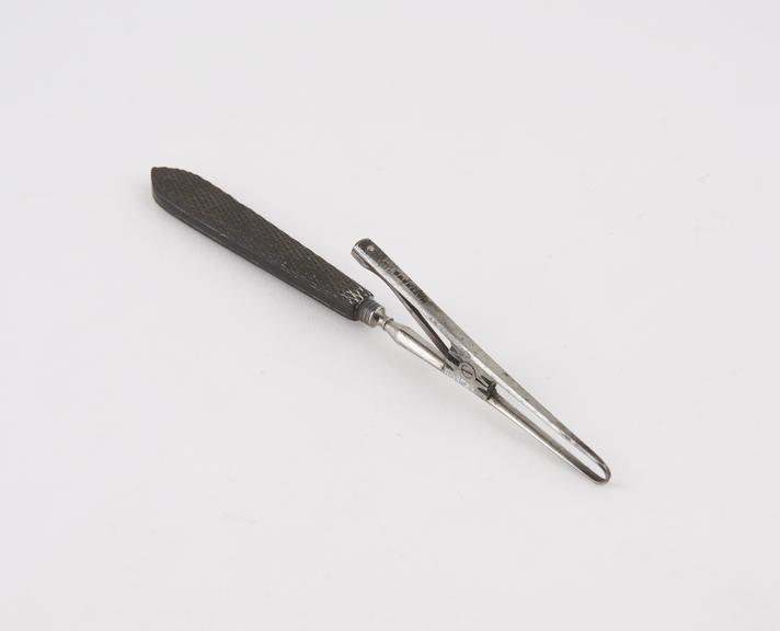 Assalini artery forceps, steel and ebony, by Matthews, British