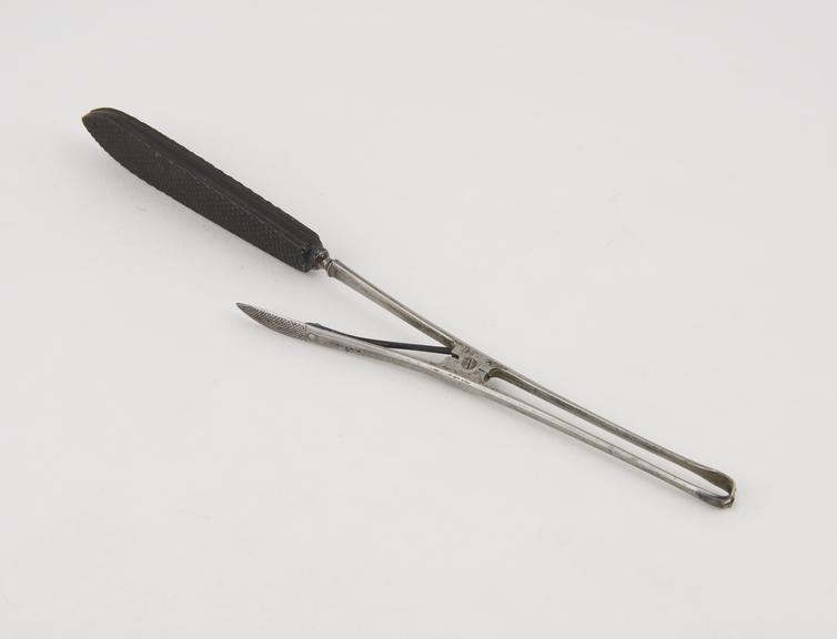 Artery forceps, steel and ebony, by Simpson, British