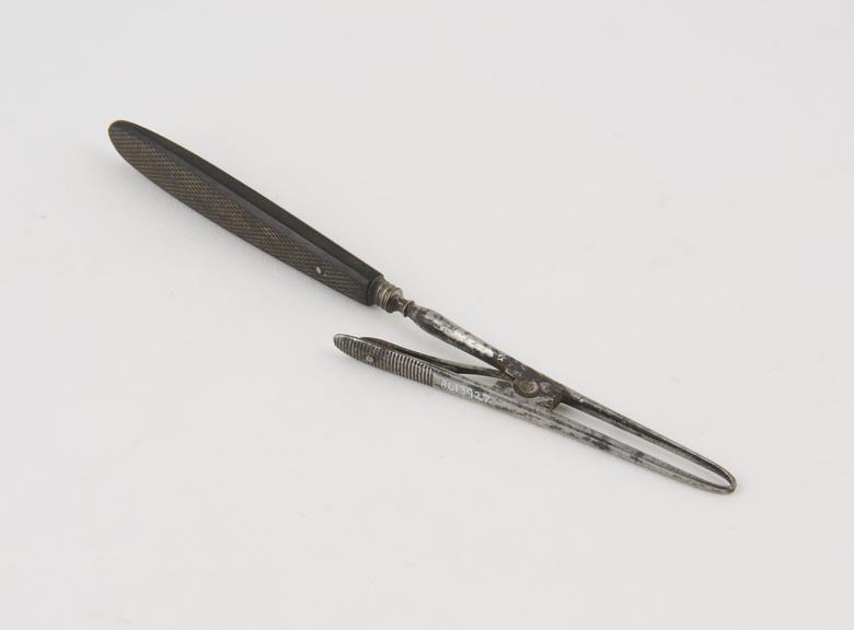 Assalini artery forceps, steel and ebony, by C. Wright and Co