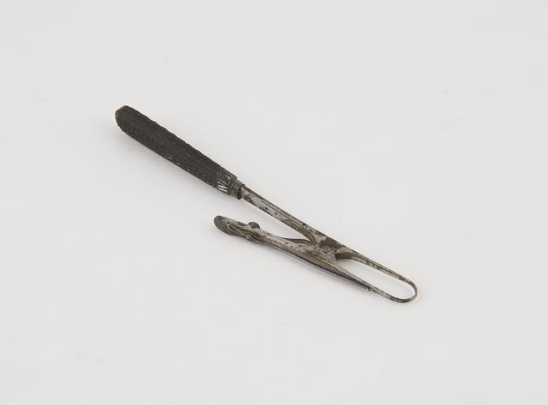 Assalini artery forceps, steel and ebony, by Stoddart of London