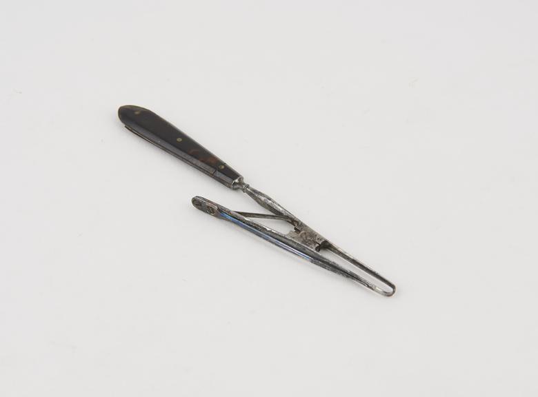 Assalini artery forceps, steel and tortoiseshell