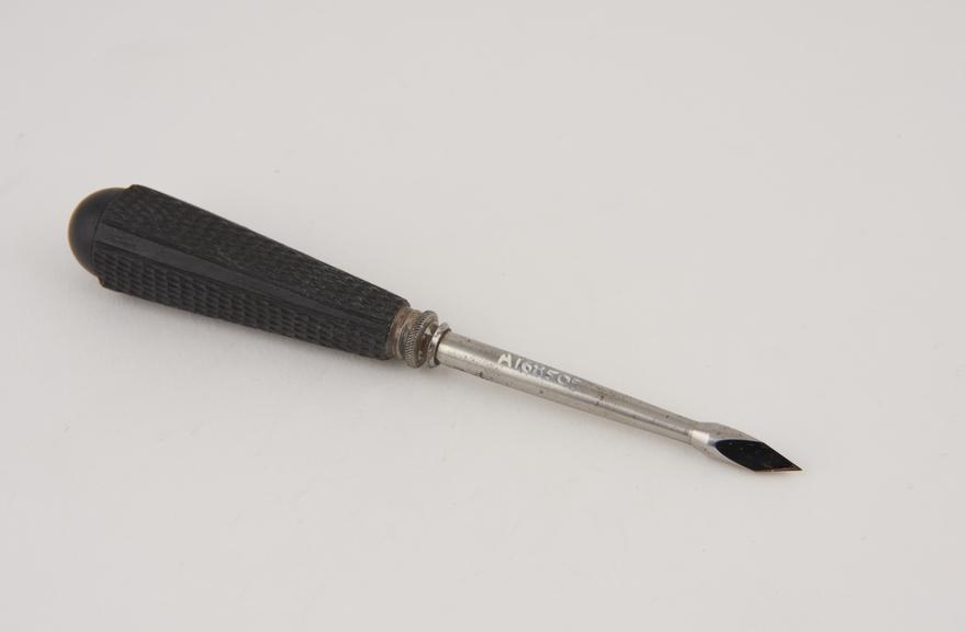 Trocar, steel, with ebony handle, European, 1801-1900