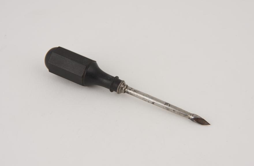 Trocar, steel, with ebony handle, European, 1751-1900