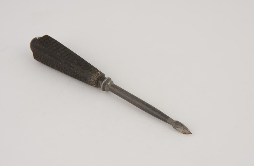 Trocar, steel, with ebony handle, European, 1801-1900