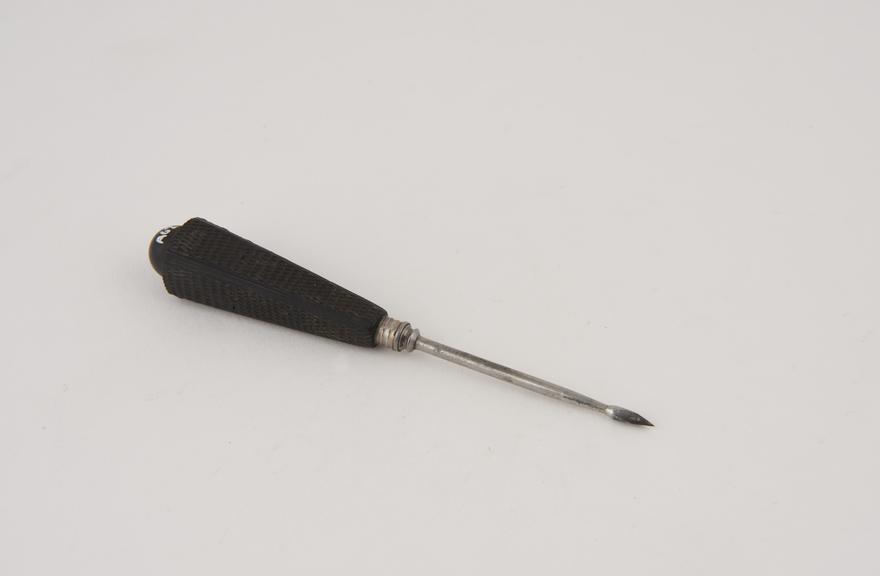 Trocar, steel, with ebony handle, European, 1801-1900