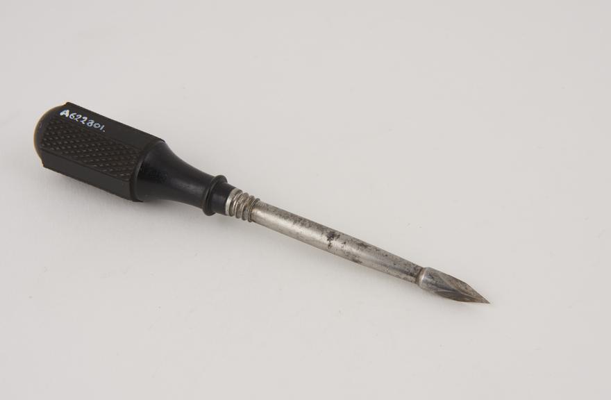 Ascites trocar, steel, with ebony handle, English(?), 1851-1900