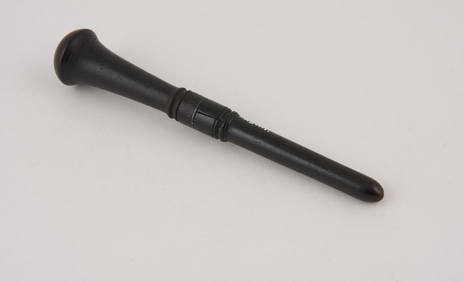 Hydrocele trocar, steel, with silver cannula and ebony case