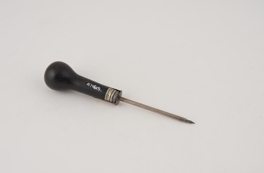 Trocar, with metal cannula and ebonised wooden handle