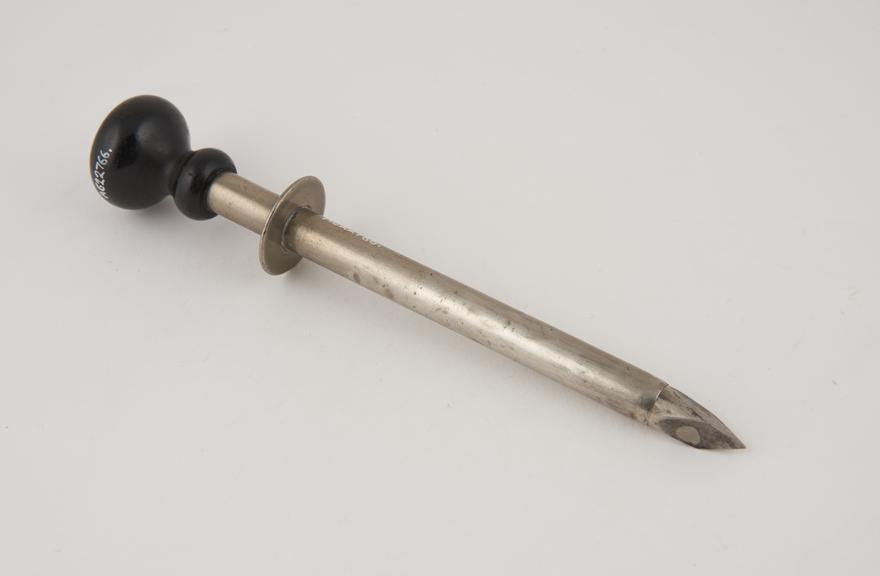 Trocar with cannula, metal with ebony handle, English(?)