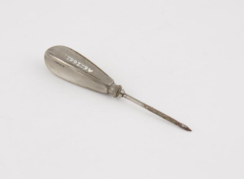 Trocar, steel, with nickel plated handle, European, 1871-1930