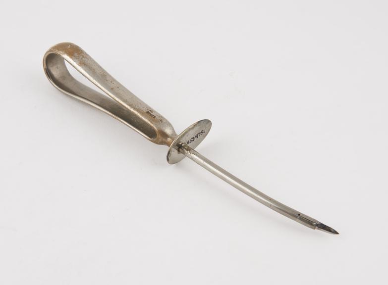 Bladder trocar, steel, with plated metal cannula and handle