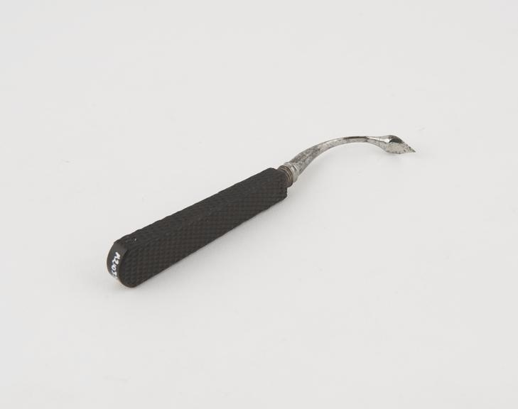 Curved trocar, steel, with ebony handle, European, 1871-1920