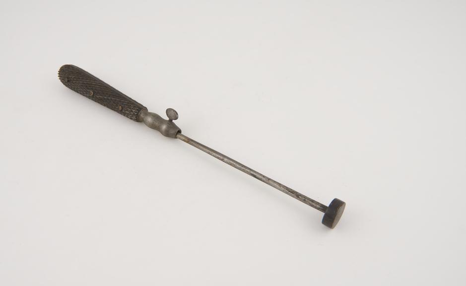 Cautery, probably 19th century, wood, plated steel? and steel