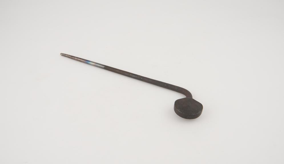 Cautery, probably 18th century, steel, incomplete less handle