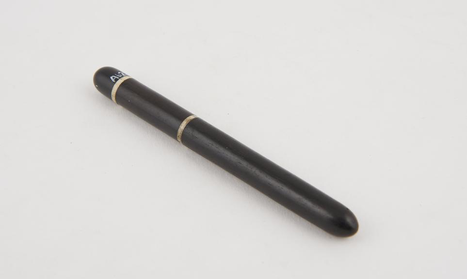 Applicator, caustic, 19th century, ebony, metal, and ivory