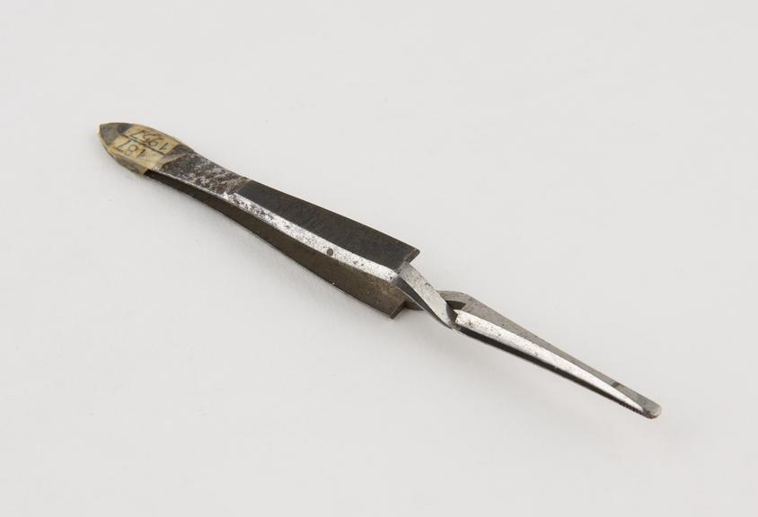 Artery forceps, steel, by Mayer and Meltzer of London, 1869-1900