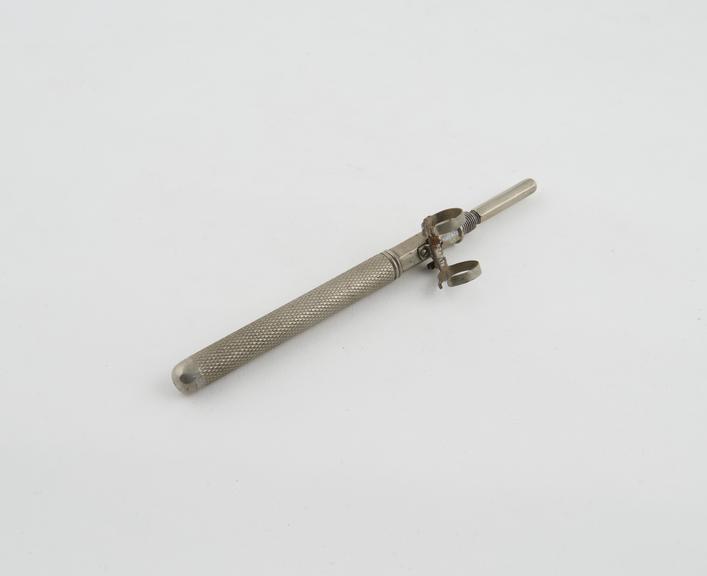 Caustic holder, steel, plated, by Aubry, French, 1880-1920