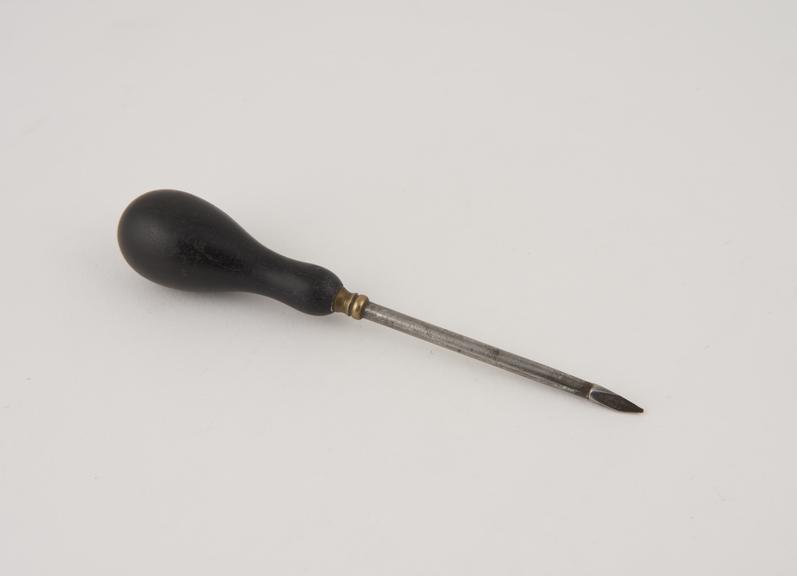 Trocar, steel with ebony handle, European, 1801-1900