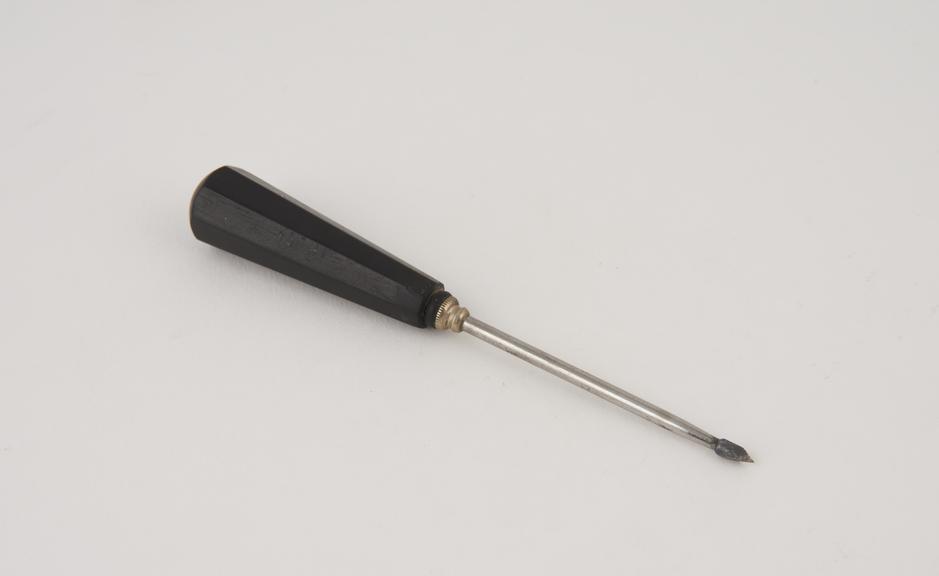 Hydrocele trocar, metal with ebony handle, English(?), 1801-1900