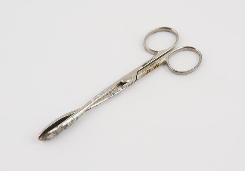 Makins' gall-stone forceps, steel, nickel plated, by Down Bros