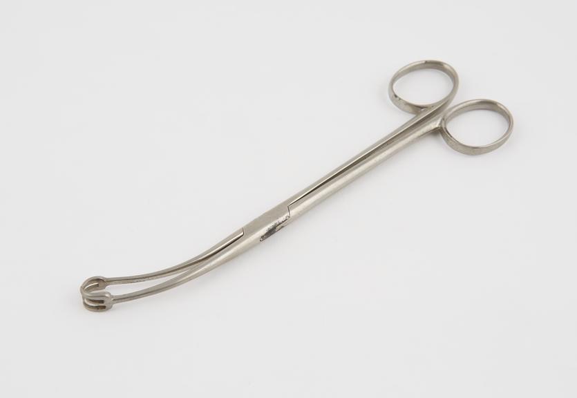 Vulsellum forceps, curved, steel, nickel-plated