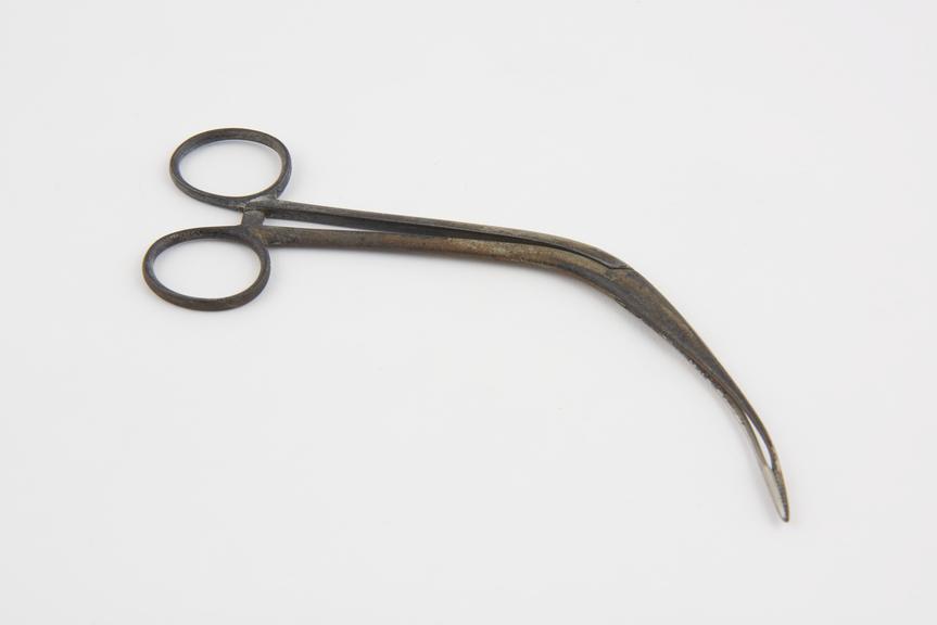 Laryngeal forceps(?), steel, plated, late 19th century