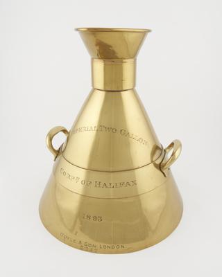 2 gallon measure from set of volume standards for the town of Halifax, England, 1893