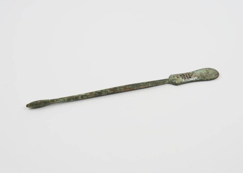 Combined probe and spatula, bronze, found in Rome, Roman