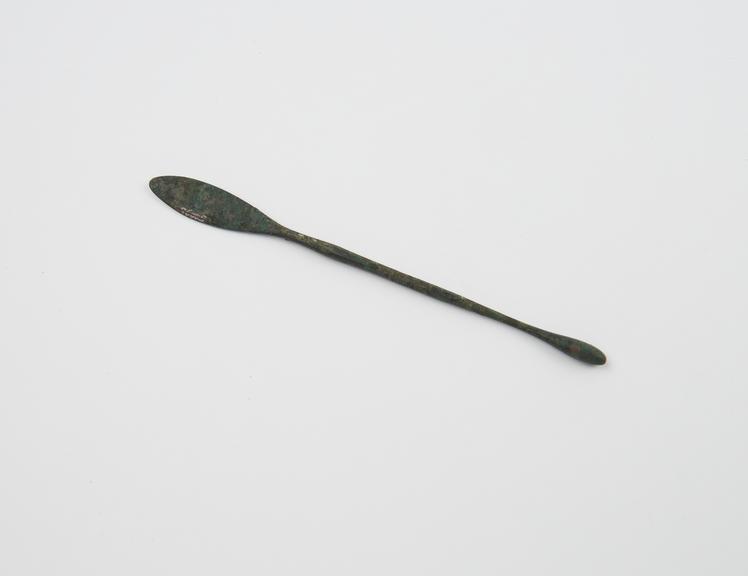 Combined spatula and olive-ended probe, bronze, Roman