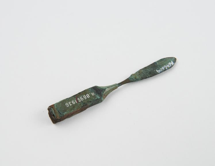 Knife, spatulate bronze handle only, Roman(?), 199BC-500AD